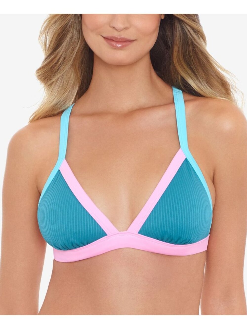 Salt + Cove Womens Juniors Triangle Solid Print Bikini Top Blue Size XL NWT